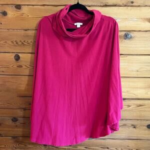 Garnet Hill Oversize Cape Cowl Turtleneck Neck Sweater Size XS Pink